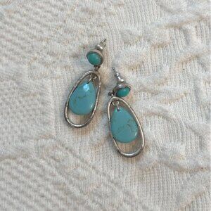vintage dangling turquoise sterling post earrings